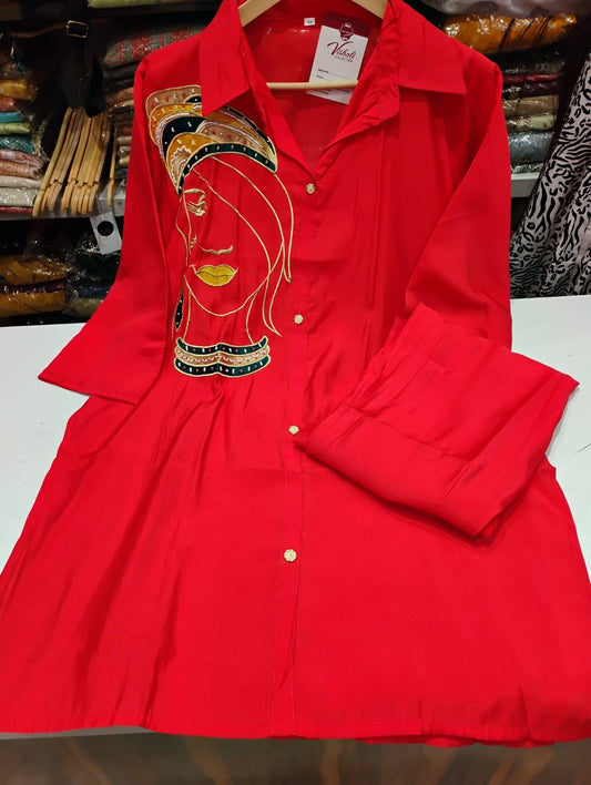 imported Fabric with beautiful embroidered cord-set SL-62