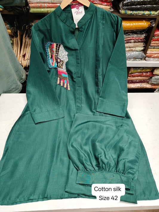 imported Fabric with beautiful embroidered cord-set SL-75